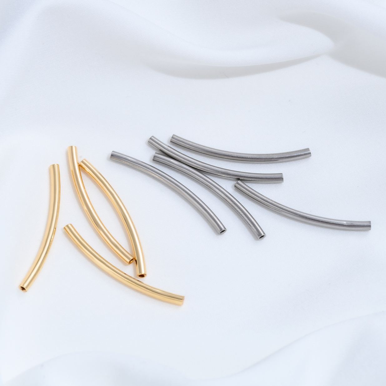 Titanium Steel Arcuate Tube Spacer Jewelry Making Accessory 10pcs