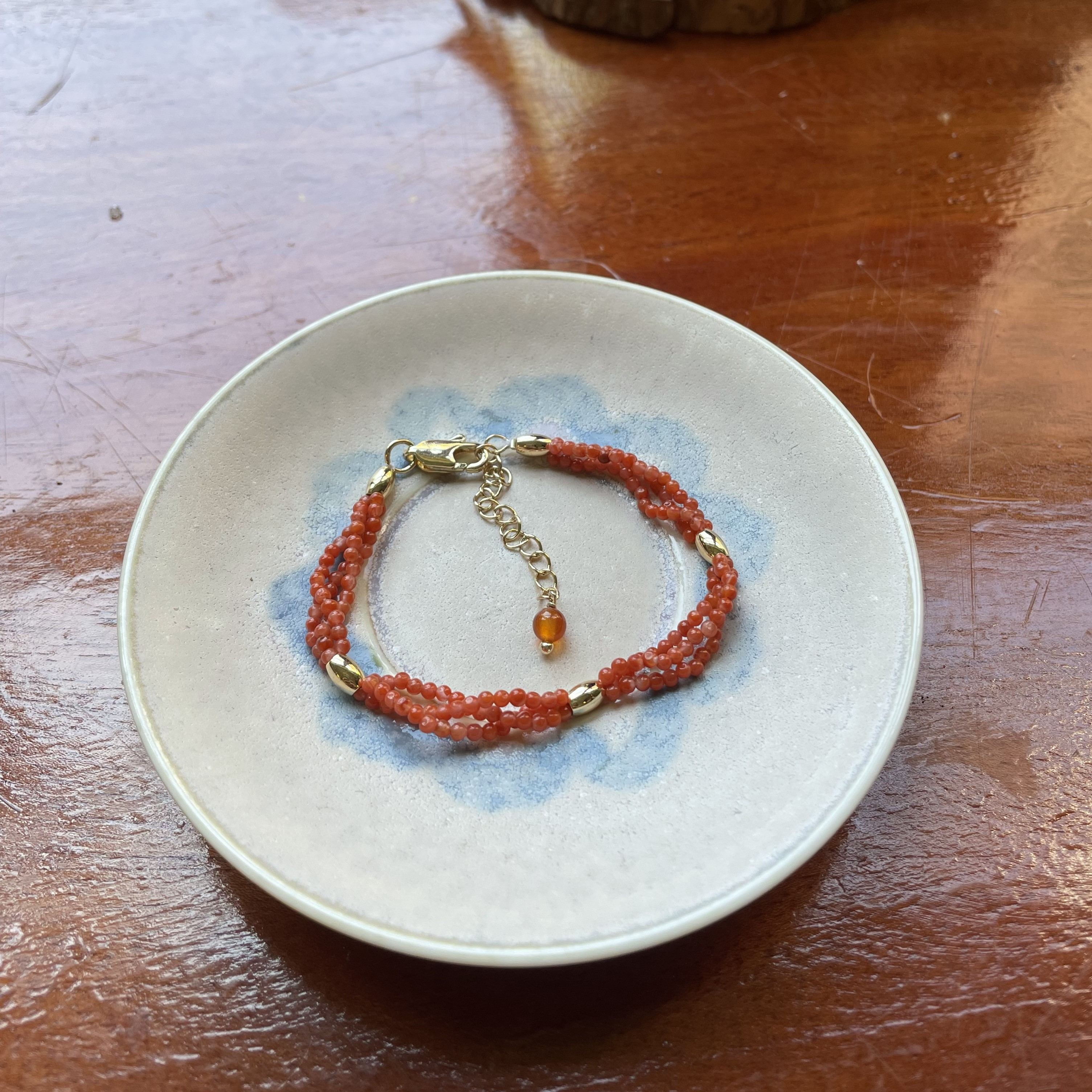 Handmade South Red Agate Layered Autumn Blessings Lucky Bracelet 