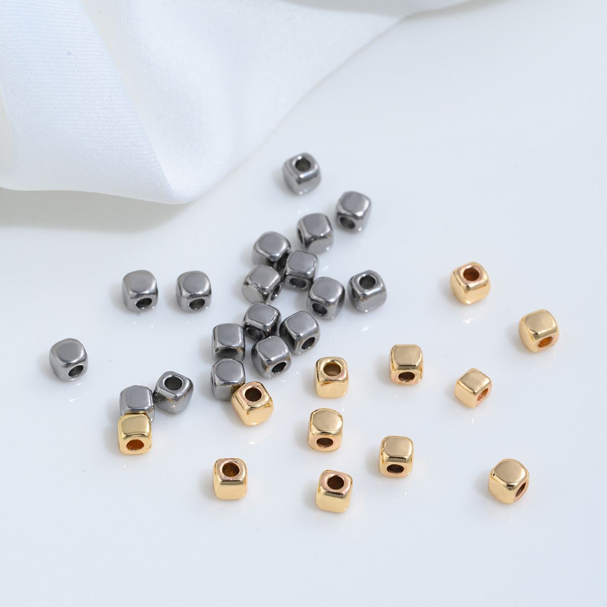Titanium Steel Cube Beads Spacer Beads for Jewelry Making Multiple Size