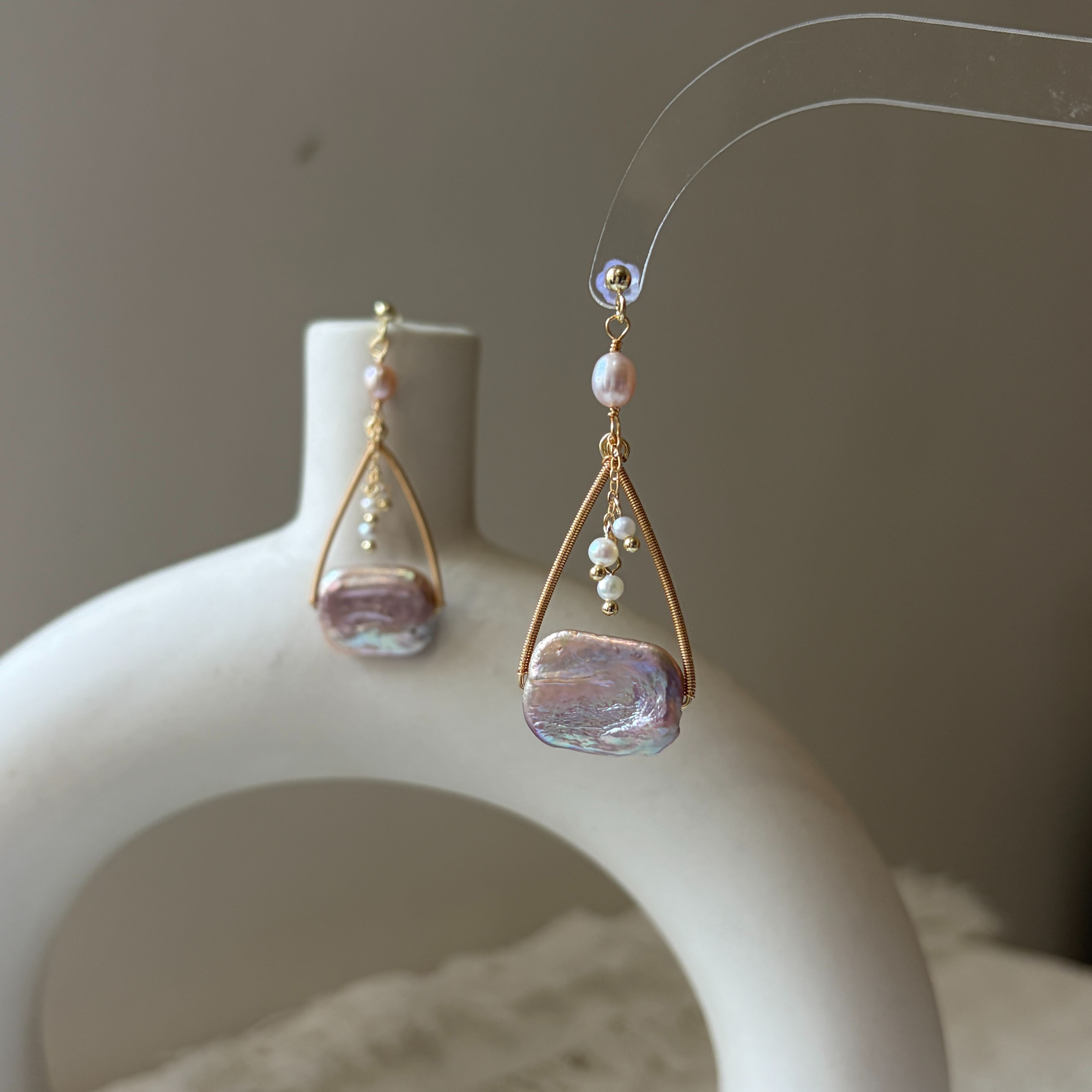 Lavender Afterglow Baroque Pearl & Lavender Pearl Drop Earrings