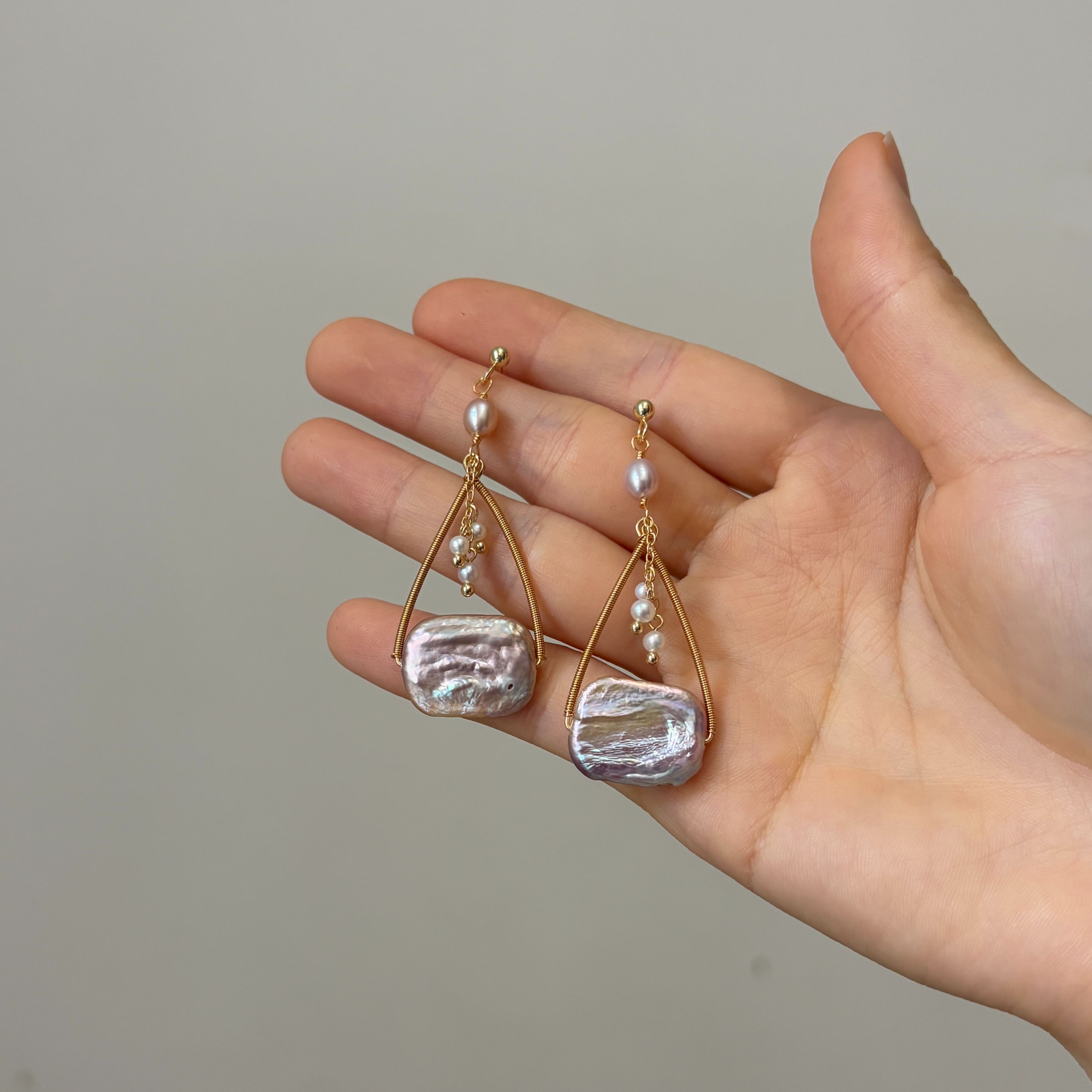 Lavender Afterglow Baroque Pearl & Lavender Pearl Drop Earrings