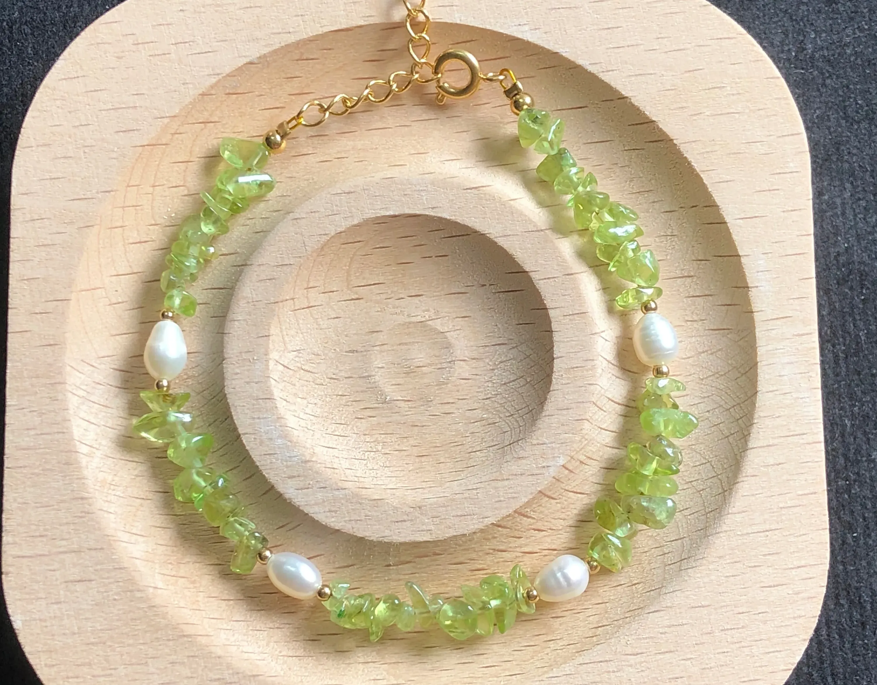 peridot raw stone bracelet