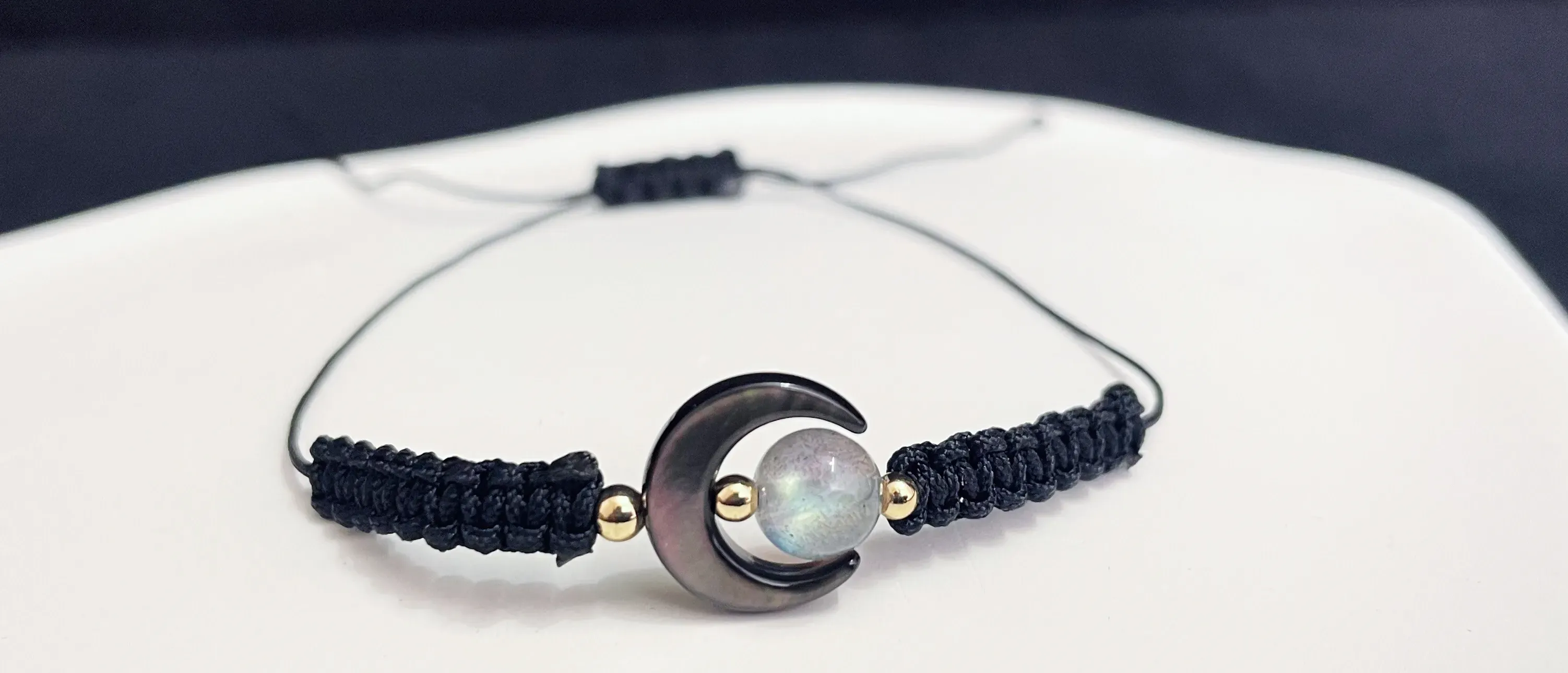 moon bracelet with labradorite