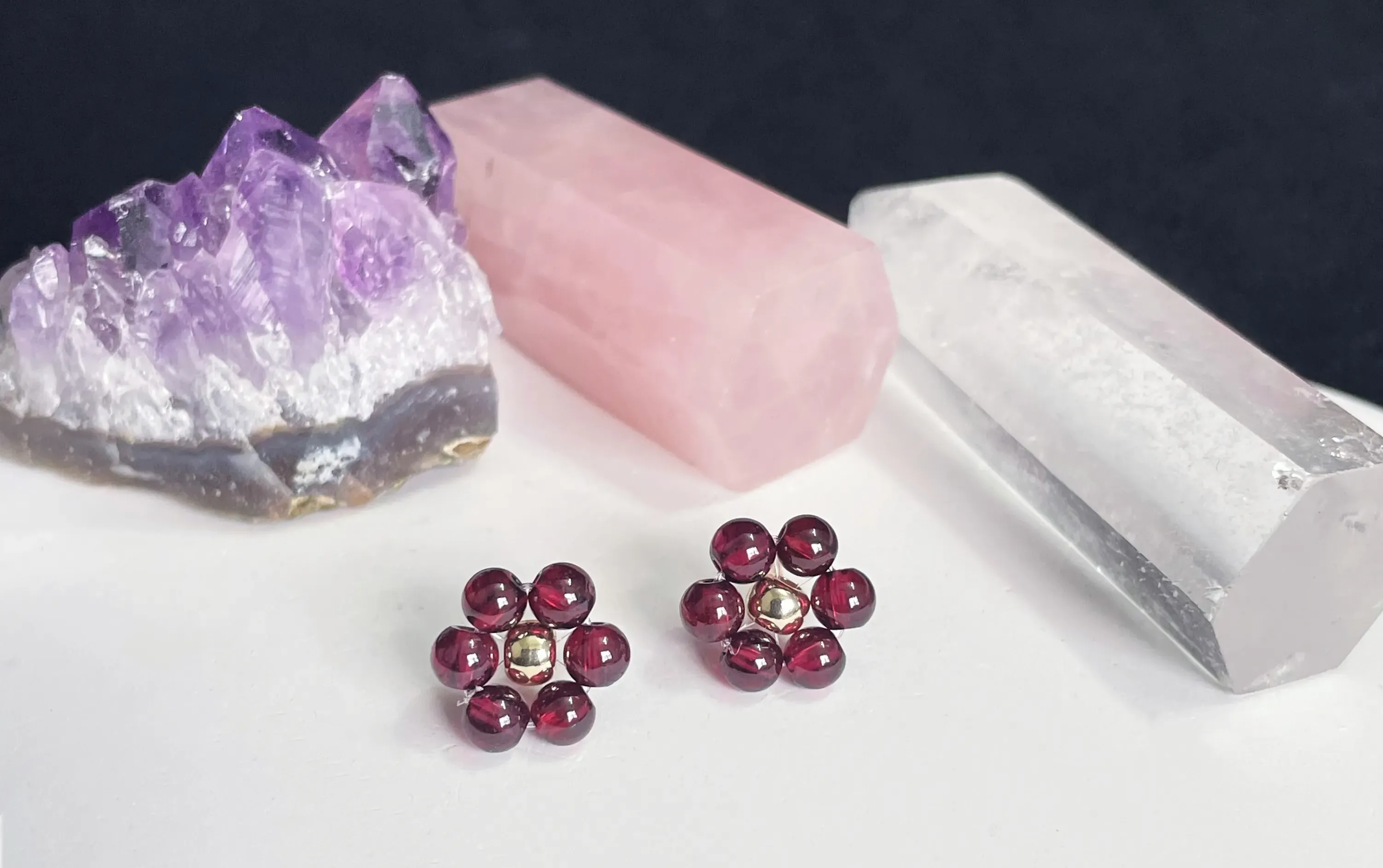 garnet ear studs