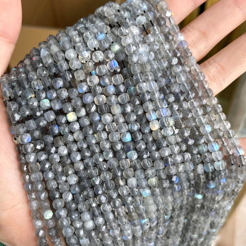 Natural Gemstone 2.5*2.5mm Square Faced Beads Strand