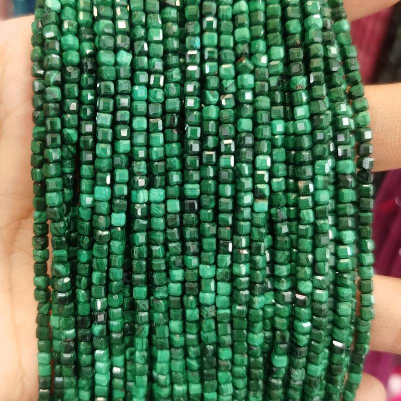 Natural Gemstone 2.5*2.5mm Square Faced Beads Strand