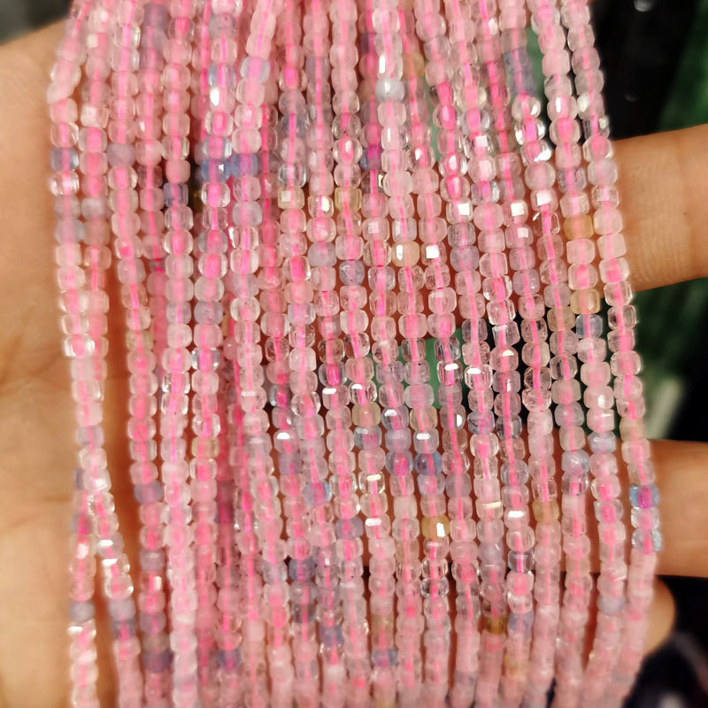 Natural Gemstone 2.5*2.5mm Square Faced Beads Strand