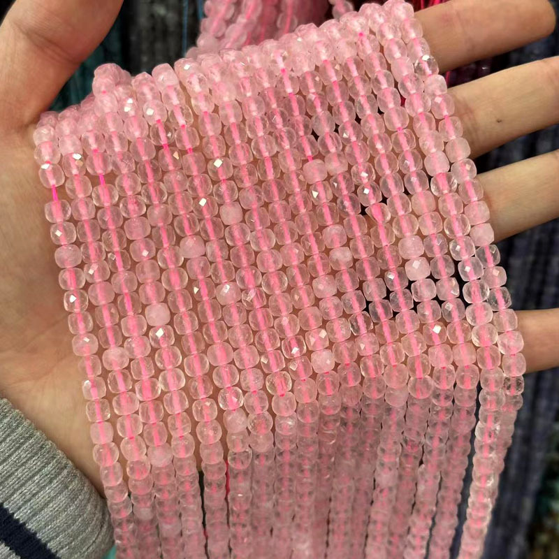 Natural Gemstone 4*4mm Square Faced Beads Strand