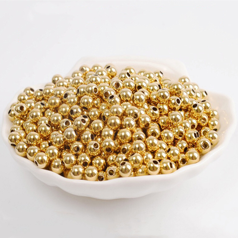 Smooth Round Beads Gold Beads for Jewelry Making