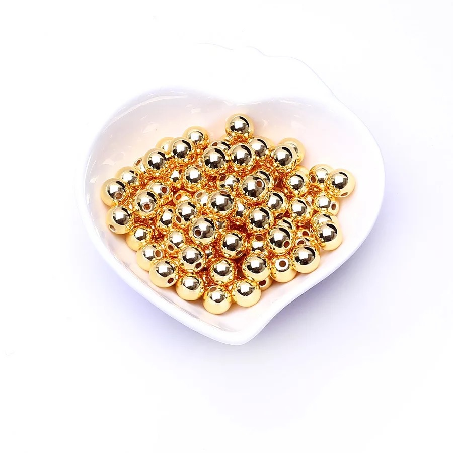 Smooth Round Beads Gold Beads for Jewelry Making