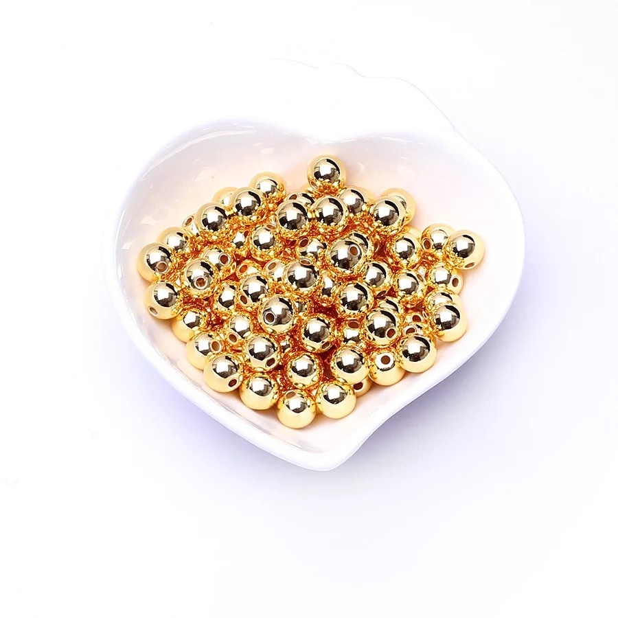 Smooth Round Beads Gold Beads for Jewelry Making