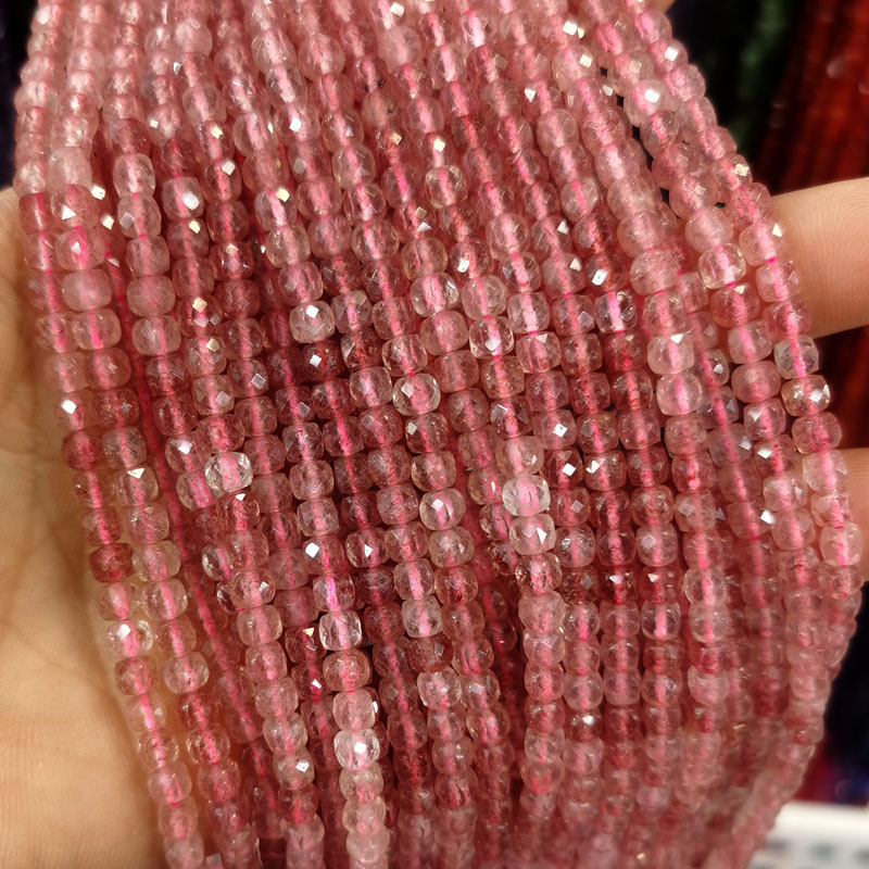 Natural Gemstone 4*4mm Square Faced Beads Strand