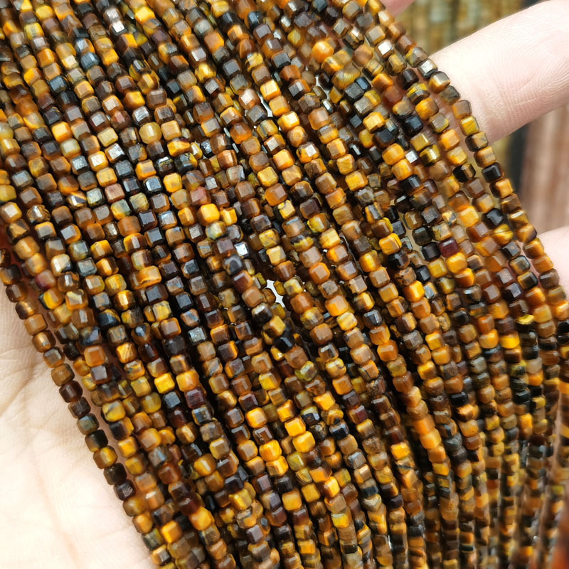 Natural Gemstone 2.5*2.5mm Square Faced Beads Strand