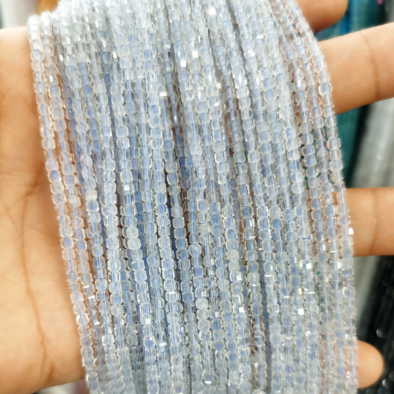 Natural Gemstone 2.5*2.5mm Square Faced Beads Strand