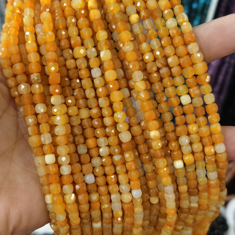 Natural Gemstone 4*4mm Square Faced Beads Strand