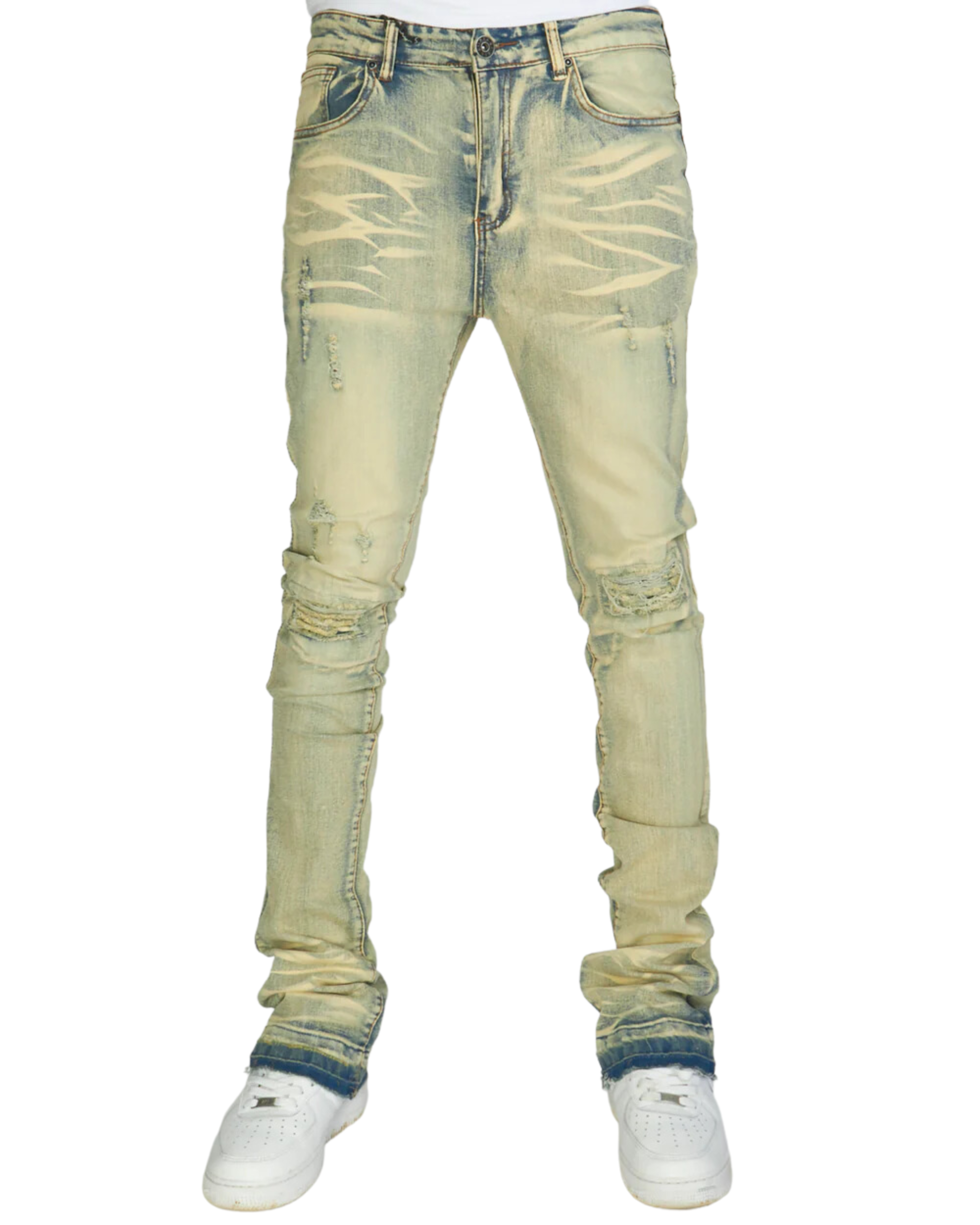 Surface Distressed Stacked Jeans 5786D