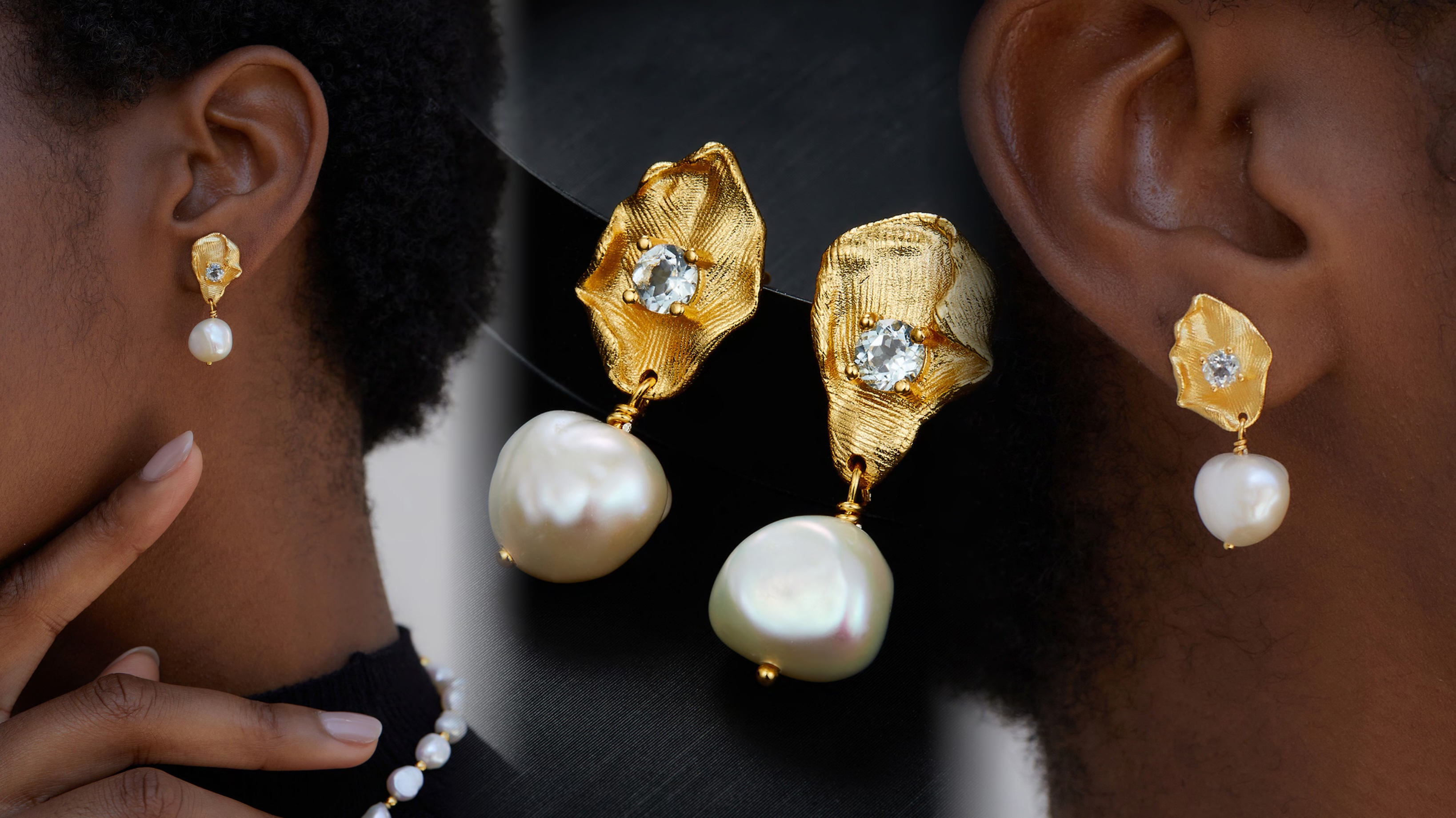 Real Pearl Earrings，Gold Vermeil Earrings for Women