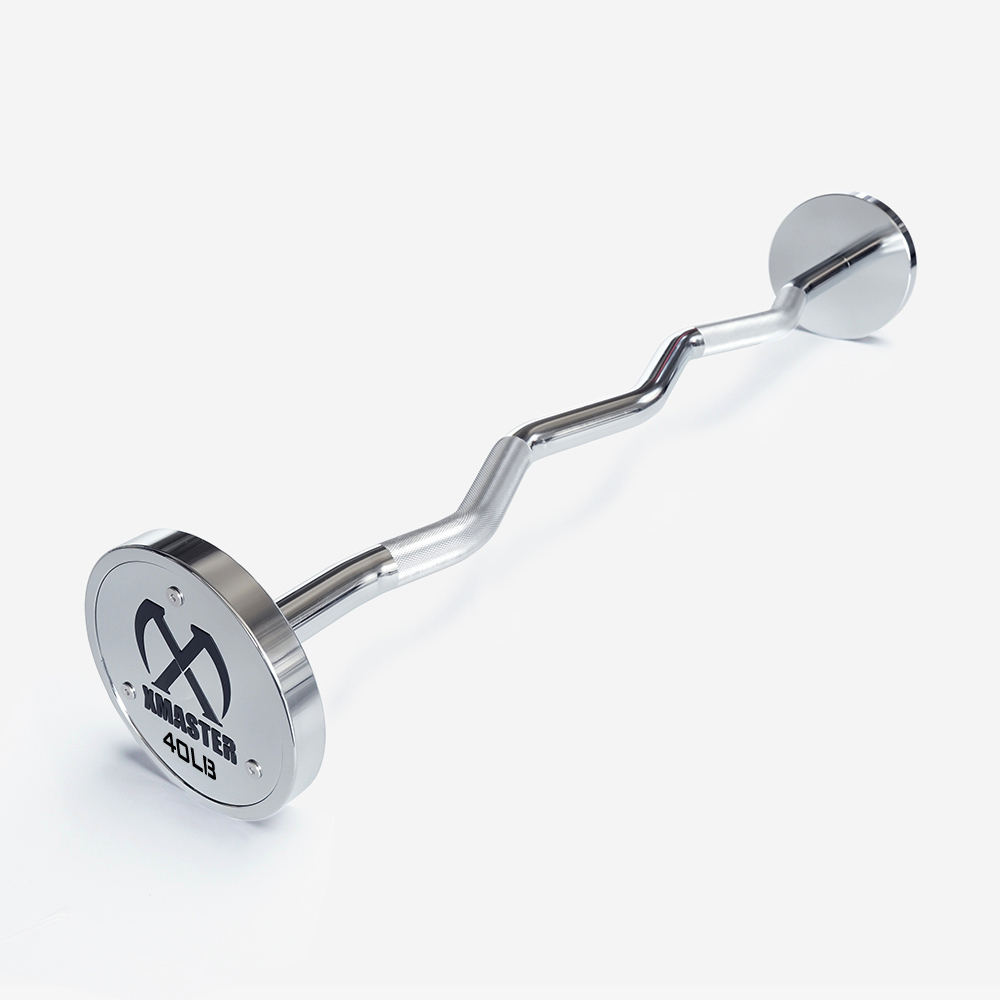 Chromed Steel Fixed Straight / Curl Barbell