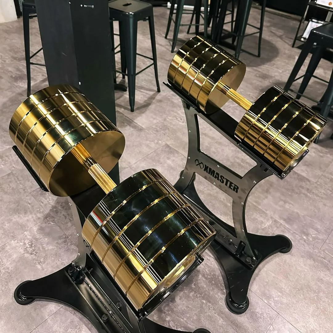 XMASTER Gold-Colored Chrome Fixed Steel Dumbbells (set)