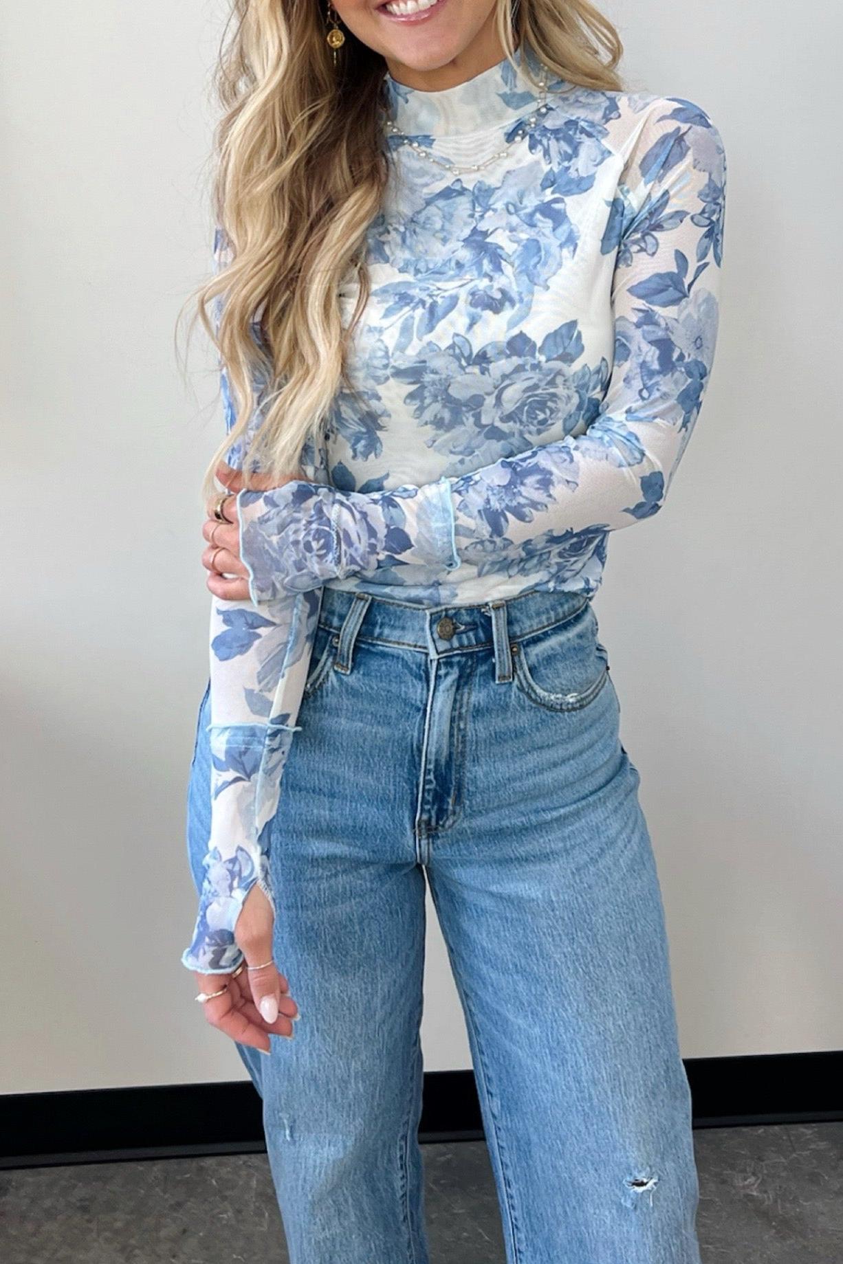 Plot Reversal Floral Pattern Long Sleeve Top