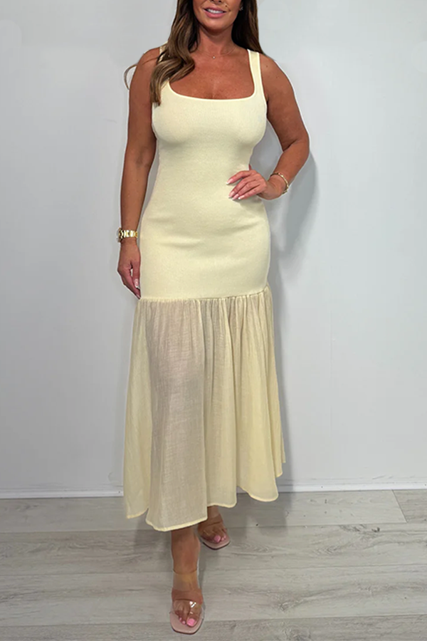 Chiffon Dropped Hem Vest Dress