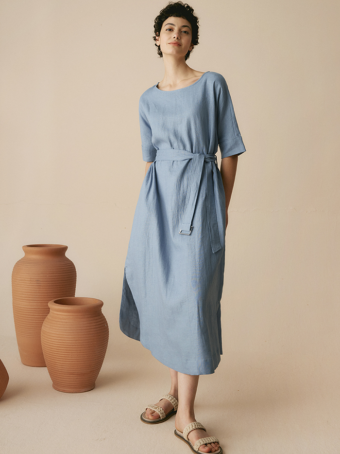 100 LINEN LOOSE FIT KIMONO MAXI DRESS MADDIE