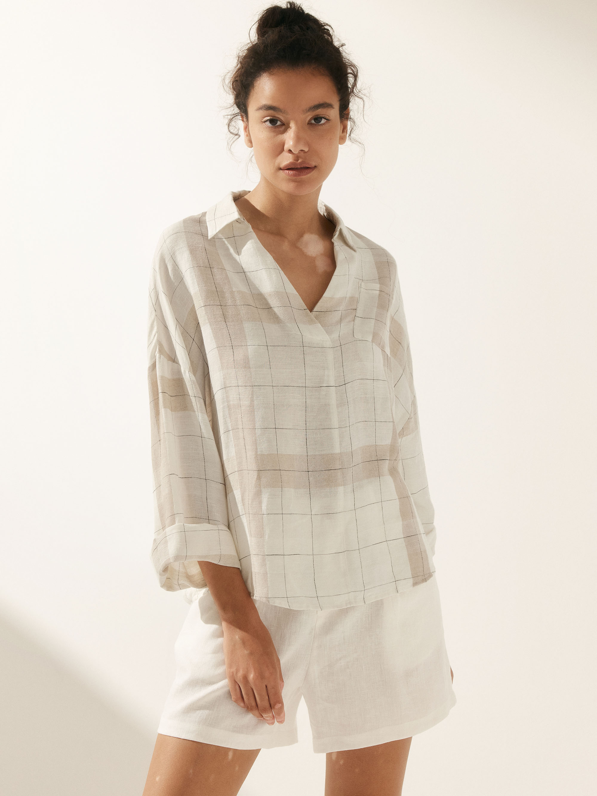 LINEN OVERSIZED FIT POCKET SHIRT ELOWEN