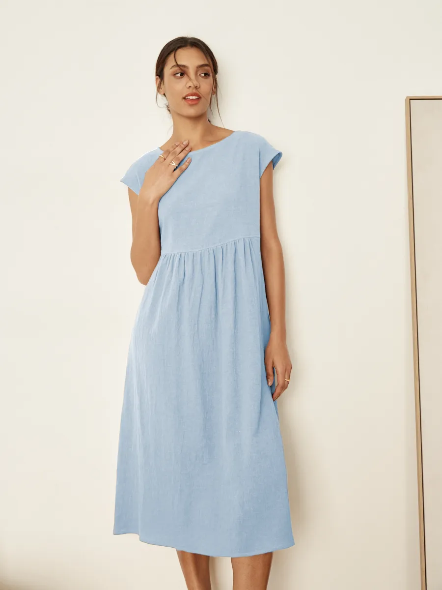 Linen cap 2024 sleeve dress