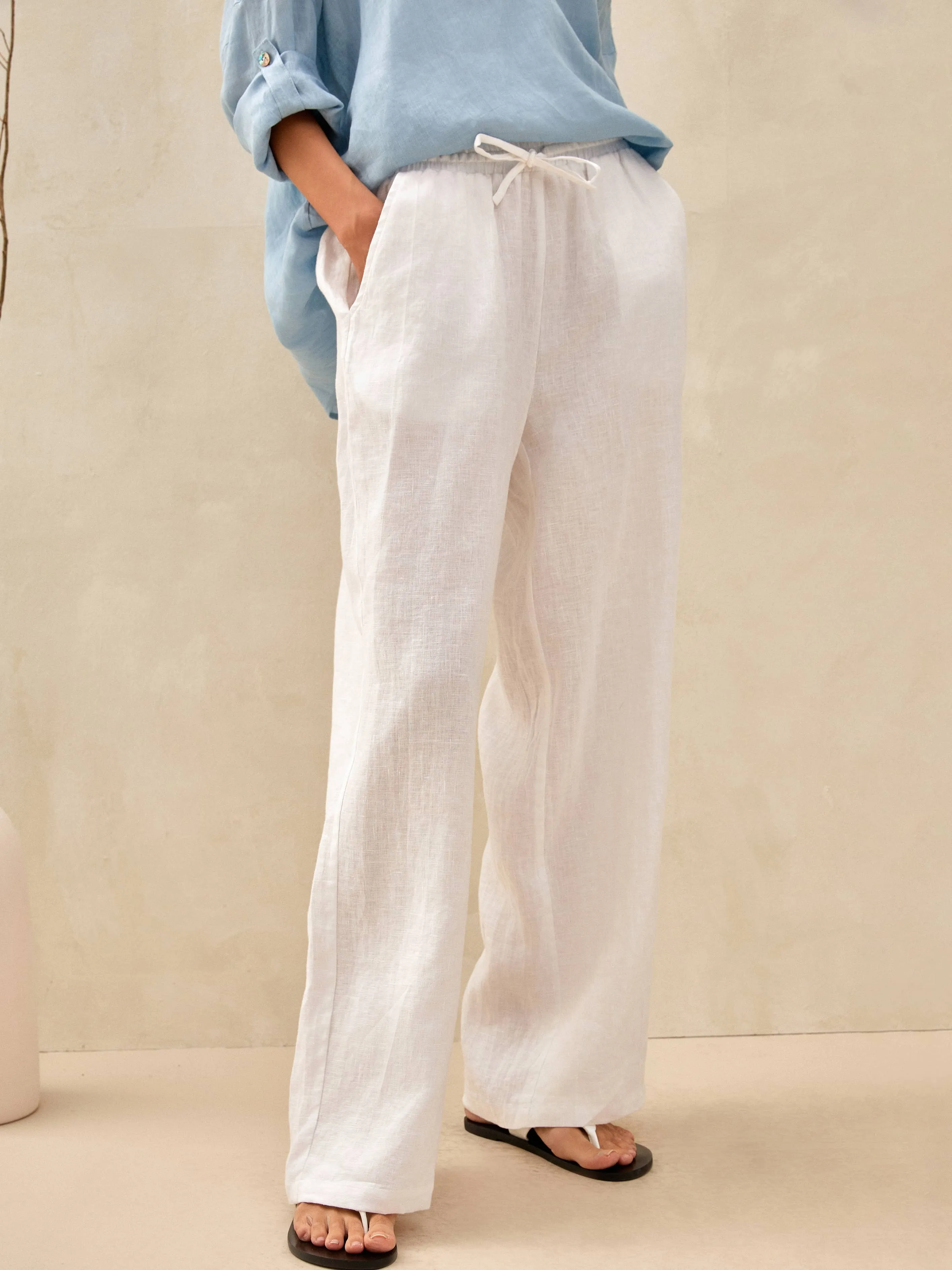 Zara Darted 100% linen trousers with turn-up hem | Mall of America®
