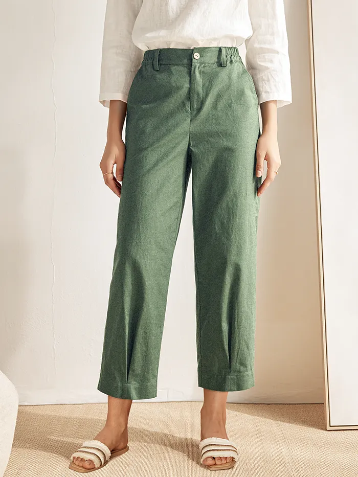 Pocketed Ankle Pants – Linen Woman