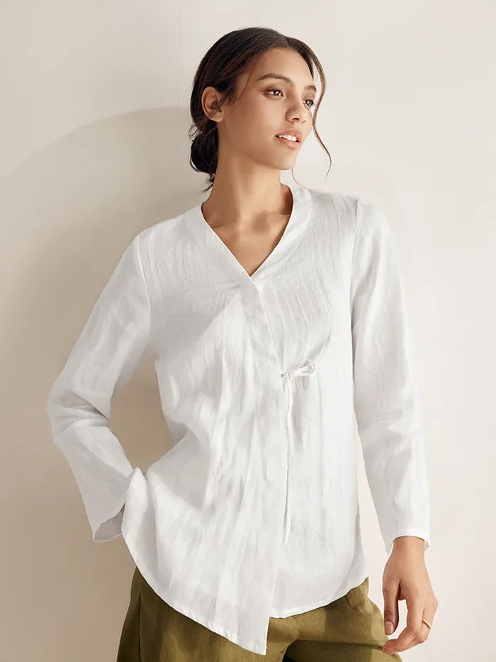 Linen 100% Cotton  Cotton Button Neck Cardigan