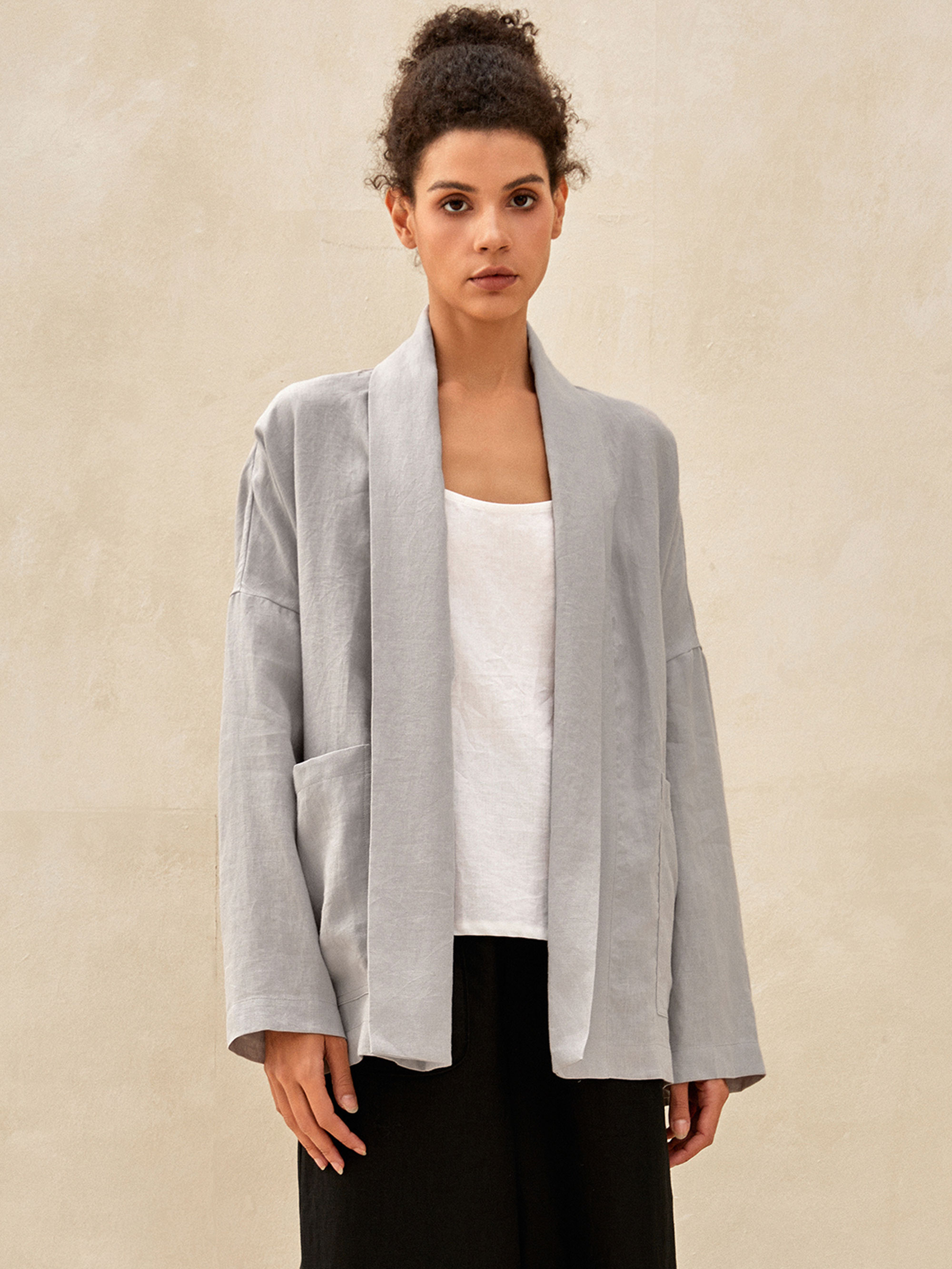 100 LINEN KIMONO JACKET WITH BELT ELLA