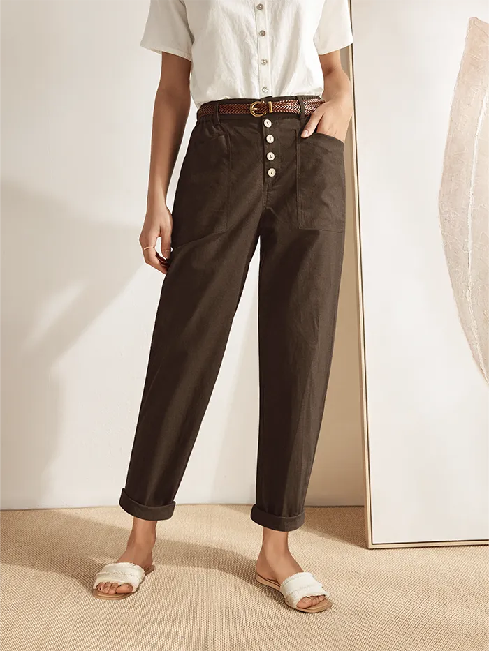 LANA LINEN RETRO TAPERED POCKET PANTS