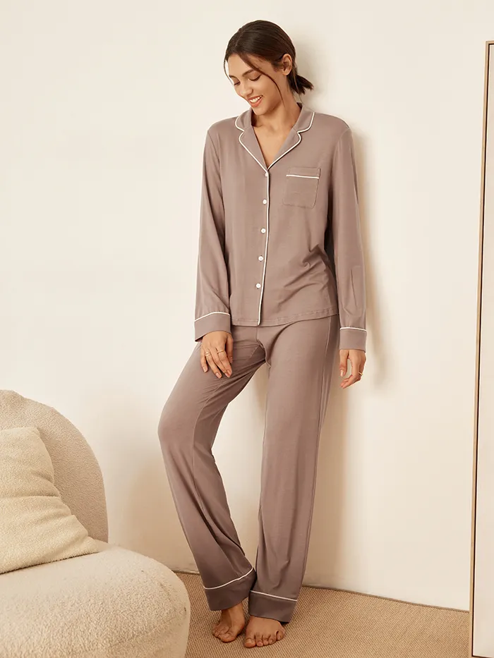 Women's Stretch-Knit Long Sleeve Bamboo Pajama Set TALL