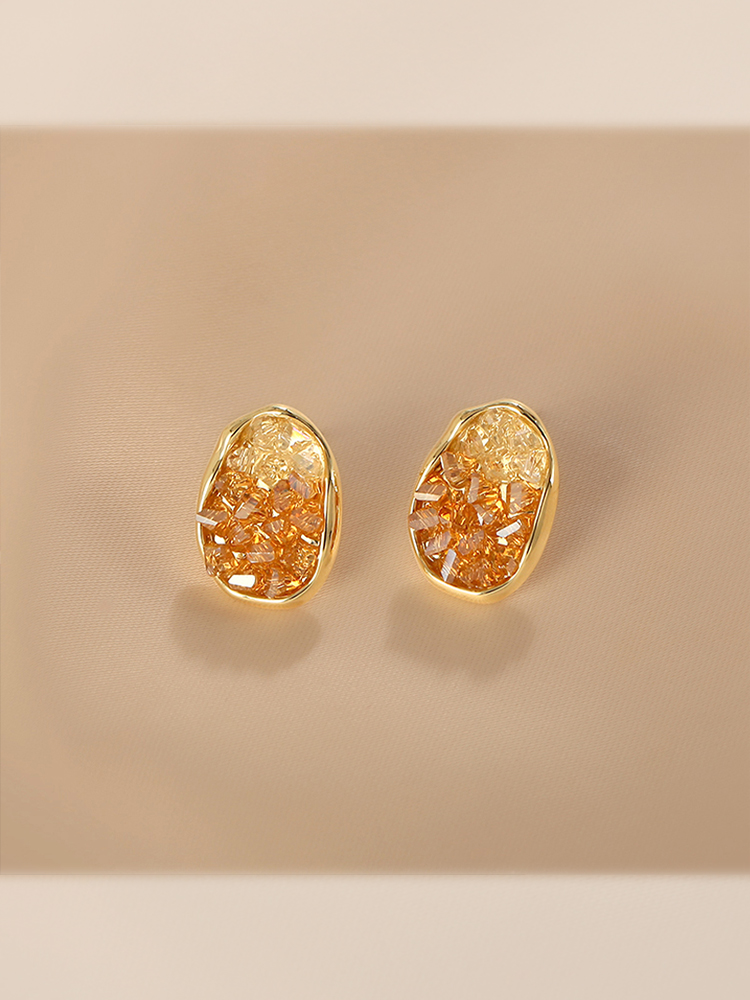 Original [Designer] Dance Weliedon Orange Soda Cercei neregulați cu pietre prețioase naturale Cercei la modă