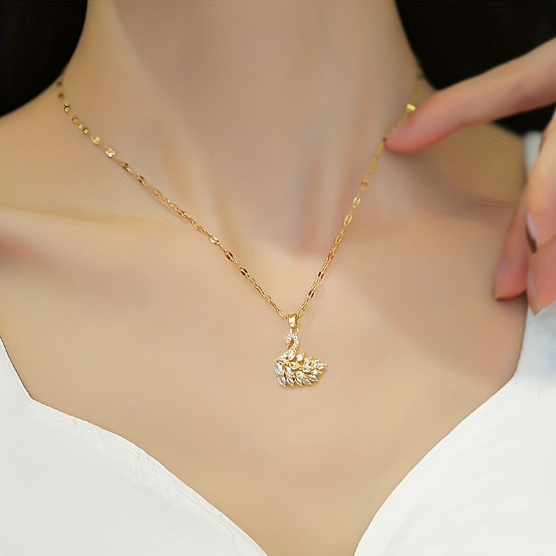 🎁 50% kedvezmény minden termékre!💎18K arany drágakő hattyú medál nyaklánc nőknek✨