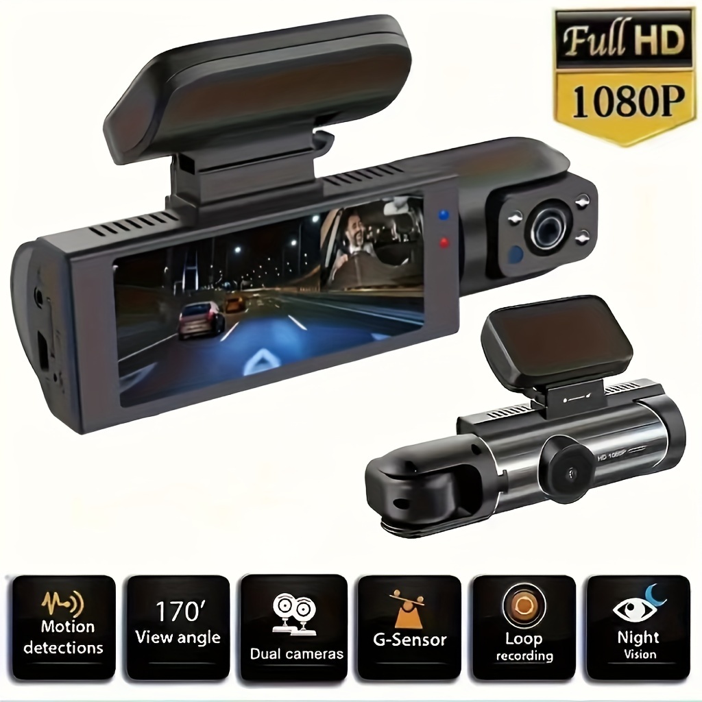 Kamera samochodowa z przodu i wewnątrz, 3,16-calowa kamera na deskę rozdzielczą 1080P, czujnik G HD Night Vision Nagrywanie w pętli szerokokątny wideorejestrator samochodowy