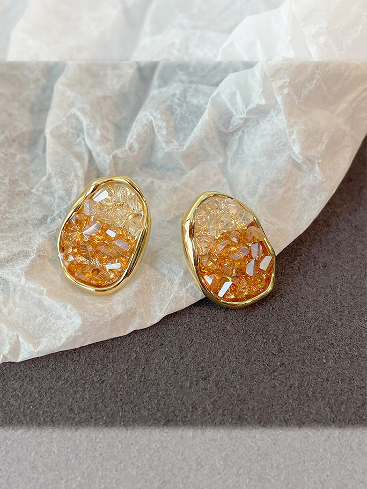 Original [Designer] Dance Weliedon Orange Soda Cercei neregulați cu pietre prețioase naturale Cercei la modă