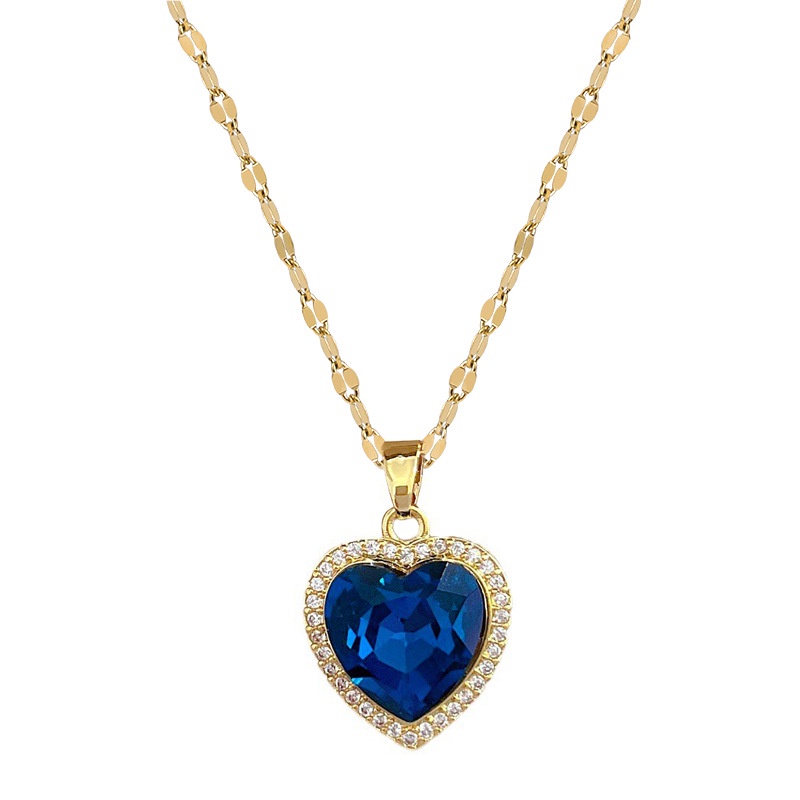 💥Desconto por tempo limitado💎Pingente feminino em forma de coração moissanite azul. colar de clavícula