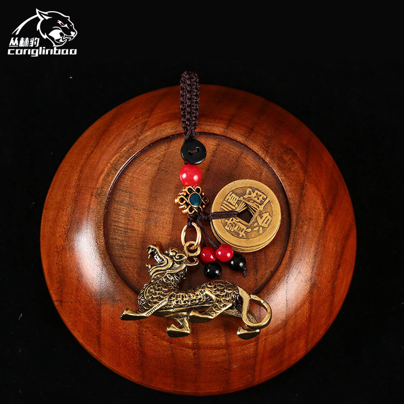 🍀[Cumpărați unul și primiți trei gratuit]! ✨Dragon Teeth Amulet Feng Shui Lucky Breloc, Accesoriu pentru geantă pentru farmecul norocului cu cinci monede Feng Shui Lucky Charm Ciciuc