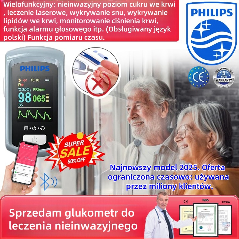 Nieinwazyjny laserowy glukometr Philips 2025, bez konieczności pobierania krwi
