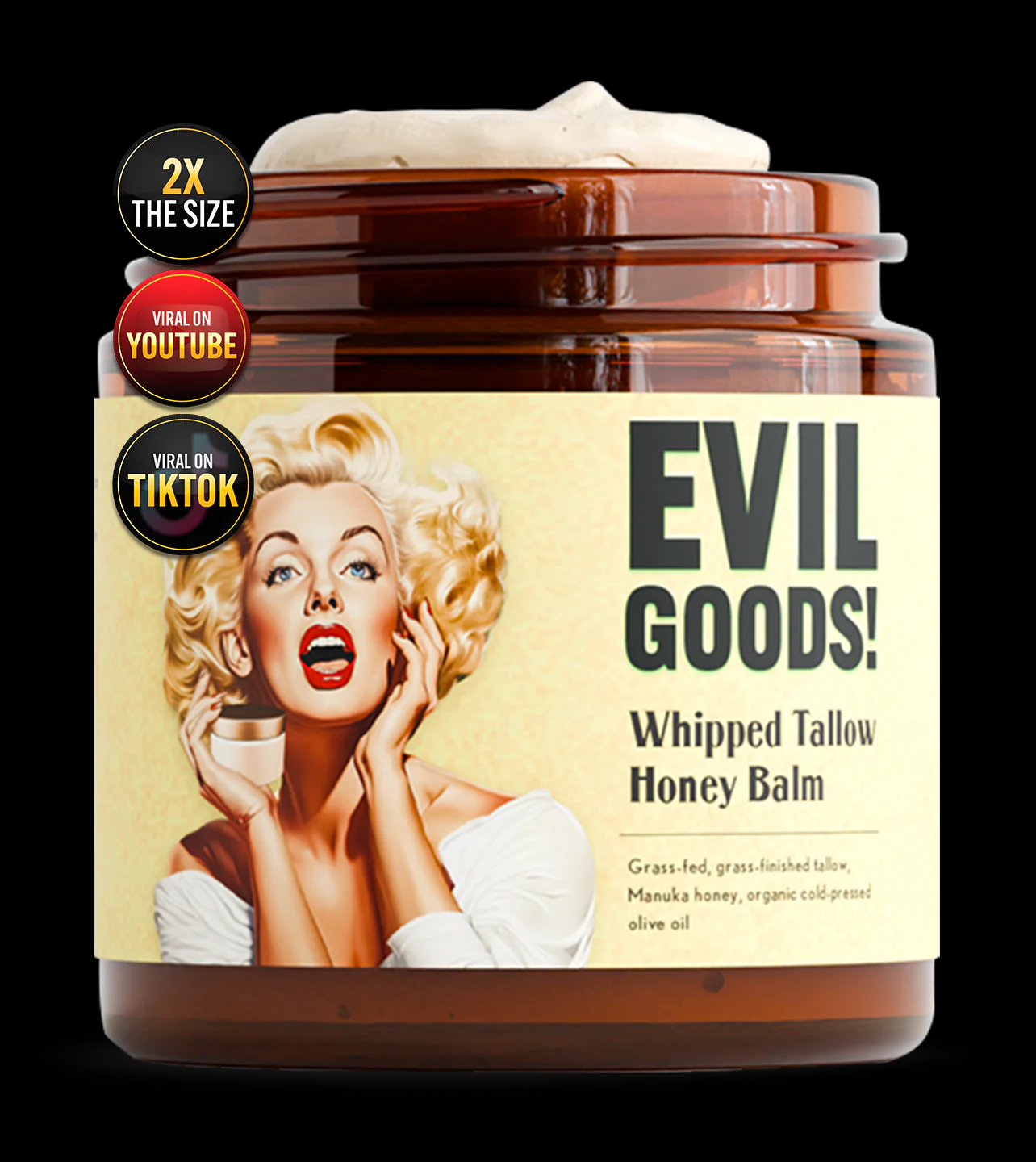 EVIL GOODS! Balsam do ust Whipped Butter & Manuka Honey, 4 uncje, Organiczne kremy do twarzy, nawilżacze, balsamy do ciała, pielęgnacja skóry i balsamy do ust