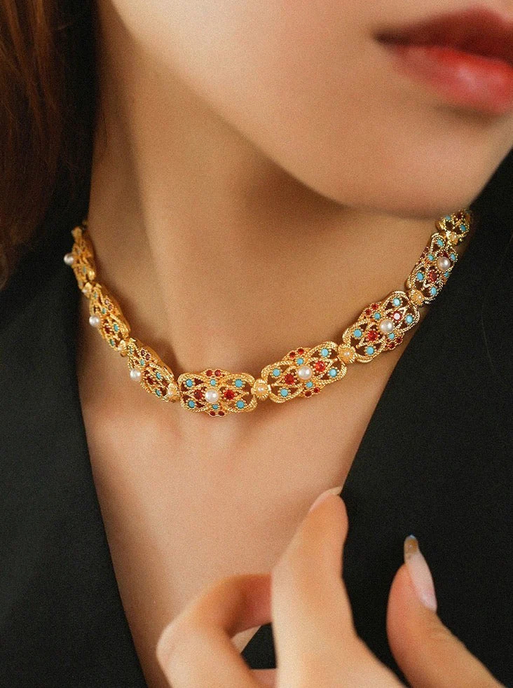 Set de colier Hailey | Placat cu aur de 14k