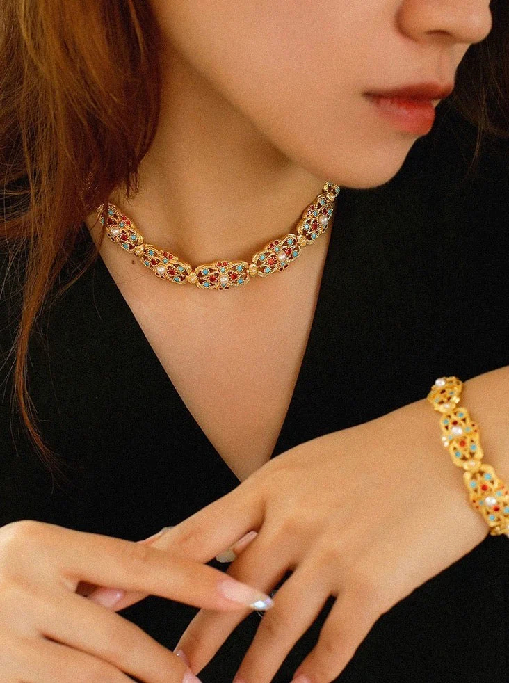 Set de colier Hailey | Placat cu aur de 14k