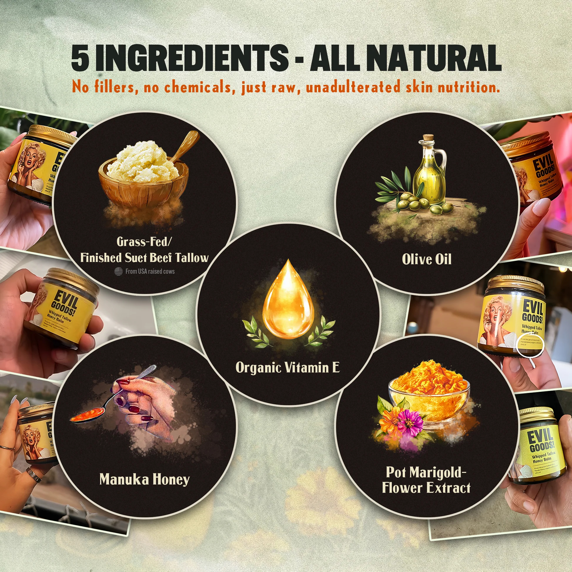 EVIL GOODS! Balsam do ust Whipped Butter & Manuka Honey, 4 uncje, Organiczne kremy do twarzy, nawilżacze, balsamy do ciała, pielęgnacja skóry i balsamy do ust