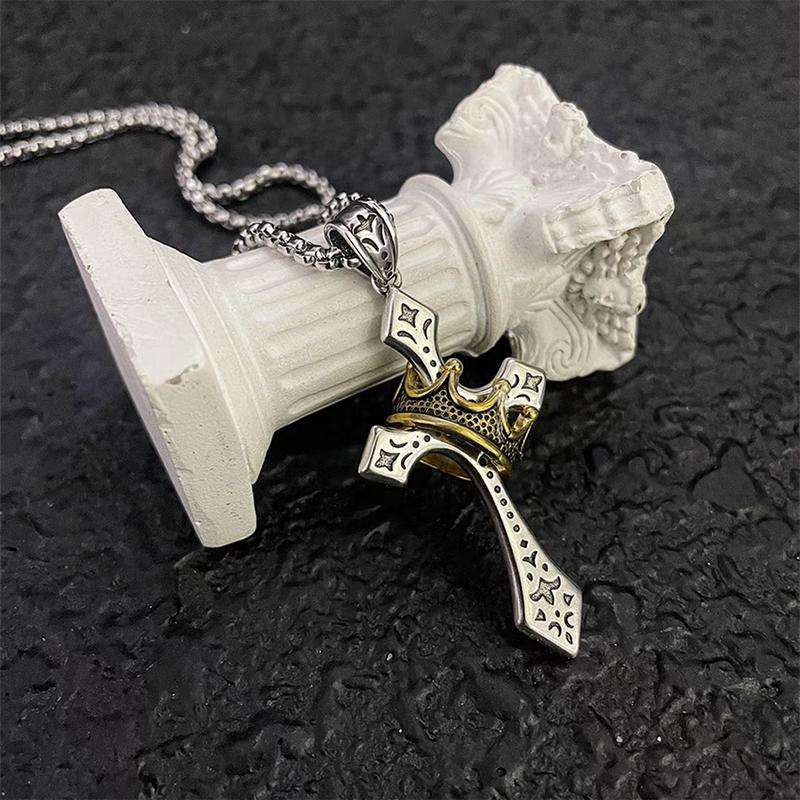 Naszyjnik Crown Cross, spersonalizowany, wszechstronny, stylowy naszyjnik