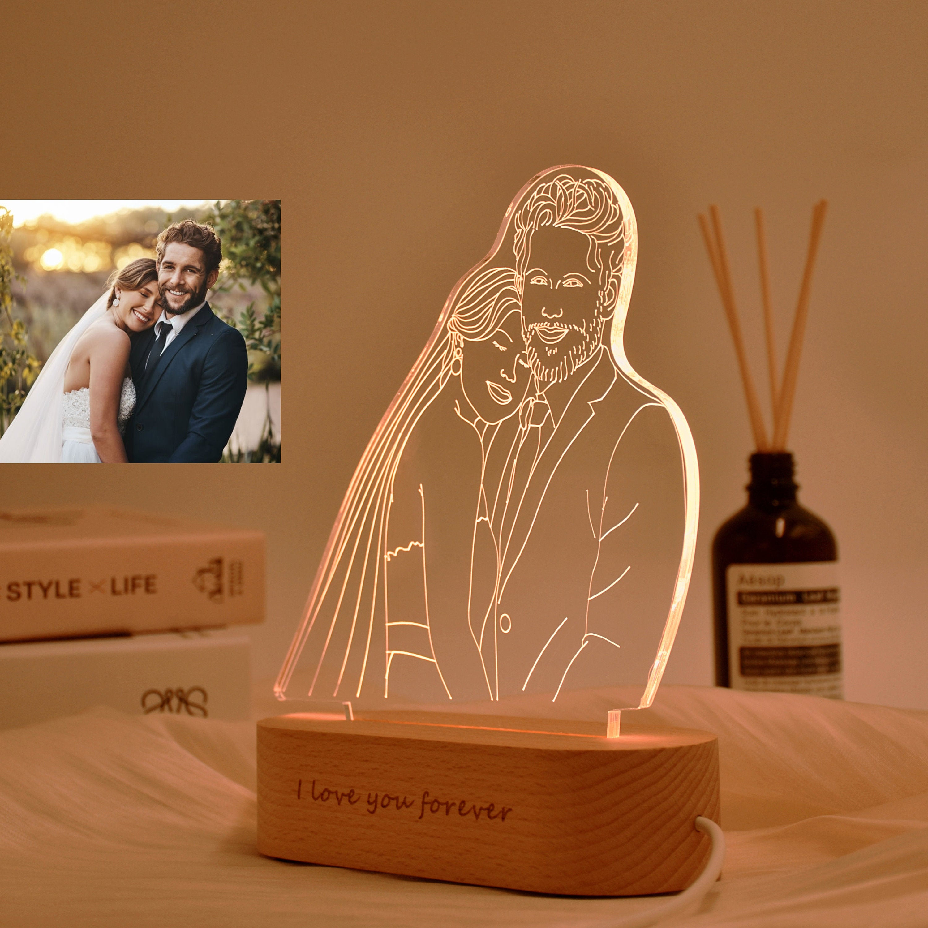 ✨ Personalização de Lâmpada de Foto 3D Gravada ✨ A combinação perfeita de arte e tecnologia! Guarde memórias únicas! 🎉