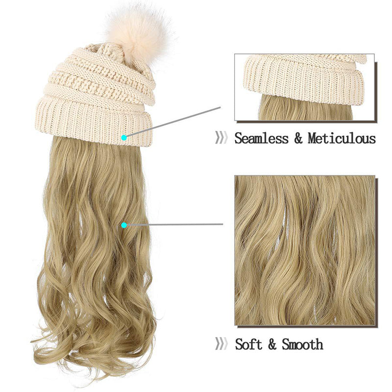 New Warm Detachable One-Piece Big Wave Wig Knit Hat(50% OFF)