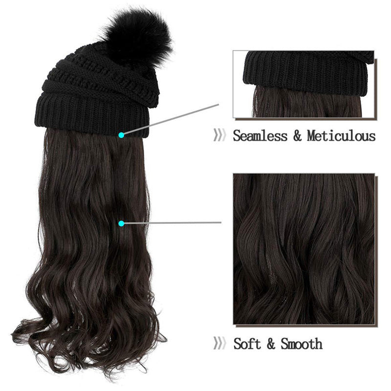 New Warm Detachable One-Piece Big Wave Wig Knit Hat(50% OFF)