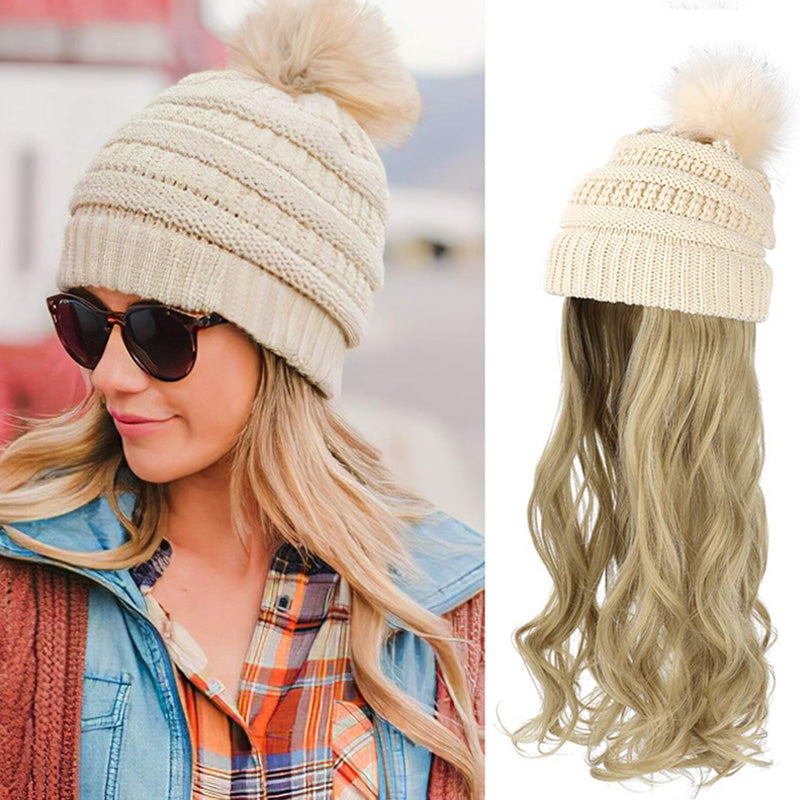 New Warm Detachable One-Piece Big Wave Wig Knit Hat（50% OFF）